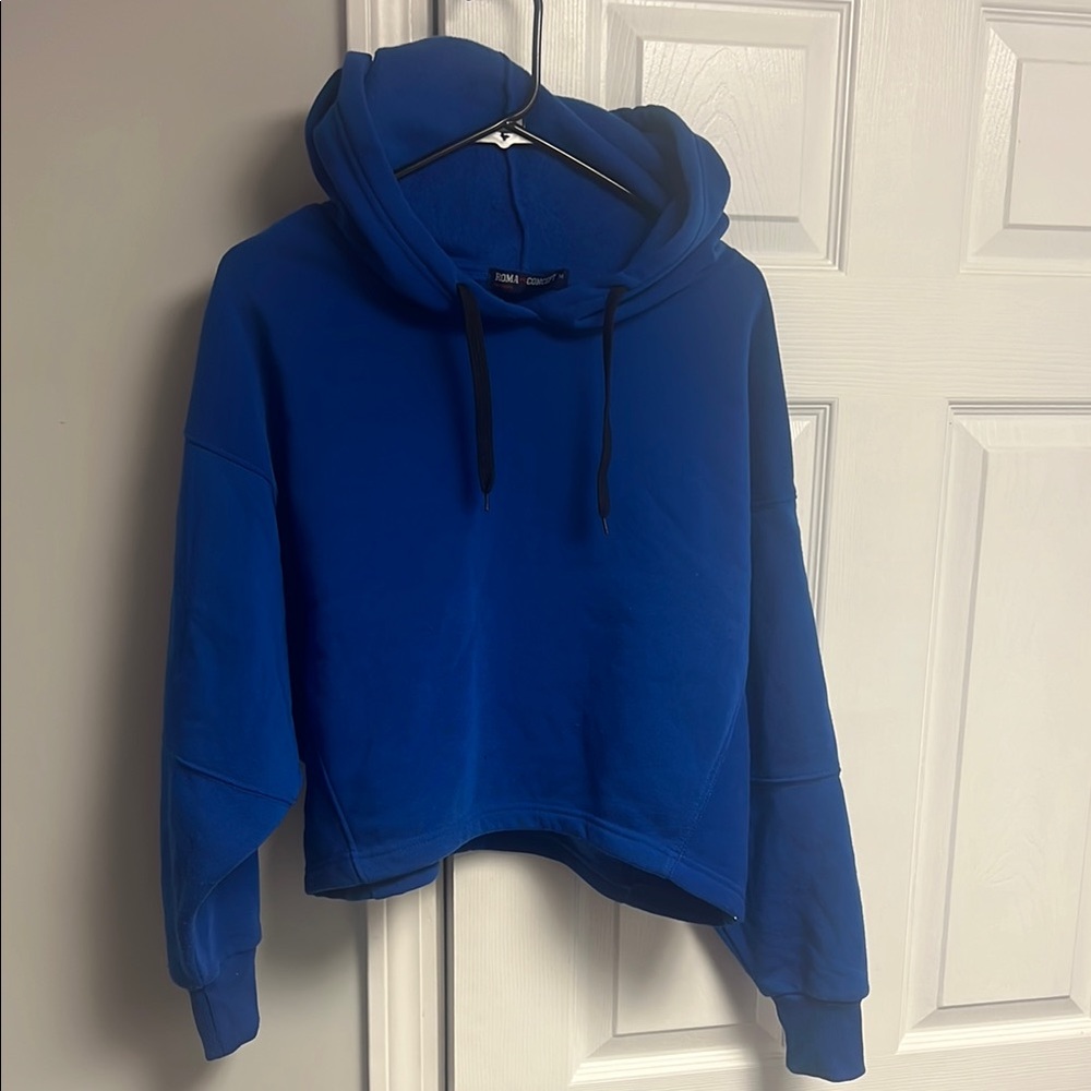 A. Blue crop Hoodie by rosee Roma Concept